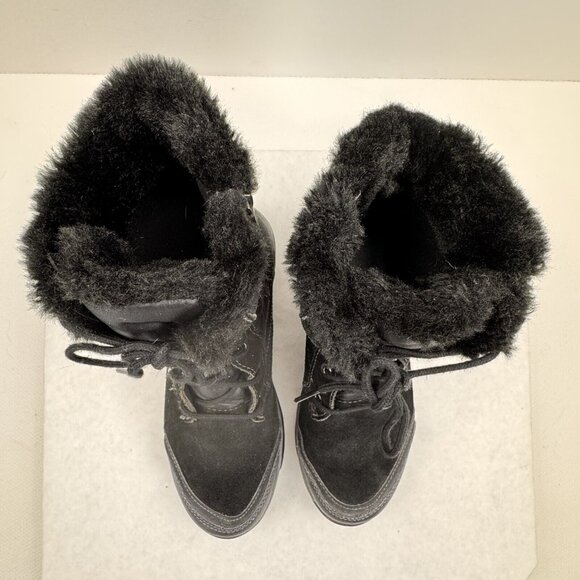Easy Spirit Womens Black Eserle Snow Boots Lace Up Leather Fur Trim Size 7M - Picture 5 of 11